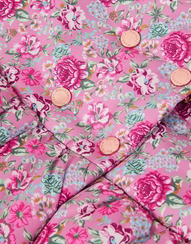 Baby Dolly Floral Print Padded Coat, Pink (PINK), large