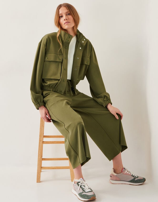 Jen Jersey Utility Jacket, Green (KHAKI), large