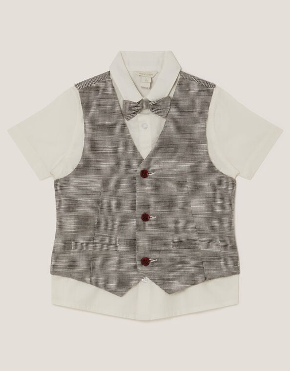 Greyson 3-Piece Houndstooth Waistcoat & Shirt, Blue (NAVY), large