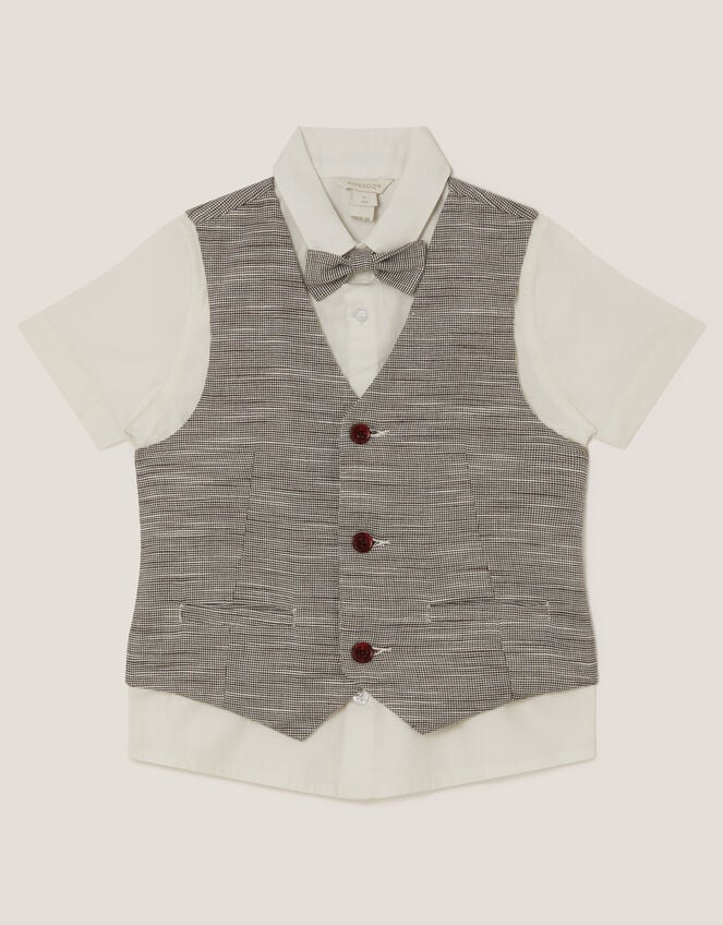 Greyson 3-Piece Houndstooth Waistcoat & Shirt, Blue (NAVY), large