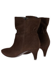 Ruched Suede Ankle Boots, Brown (CHOCOLATE), large
