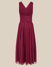 Nadine Crossover Chiffon Maxi Dress, Red (BURGUNDY), large
