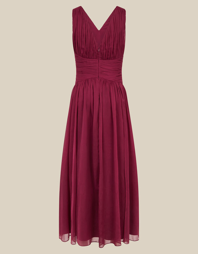 Nadine Crossover Chiffon Maxi Dress, Red (BURGUNDY), large