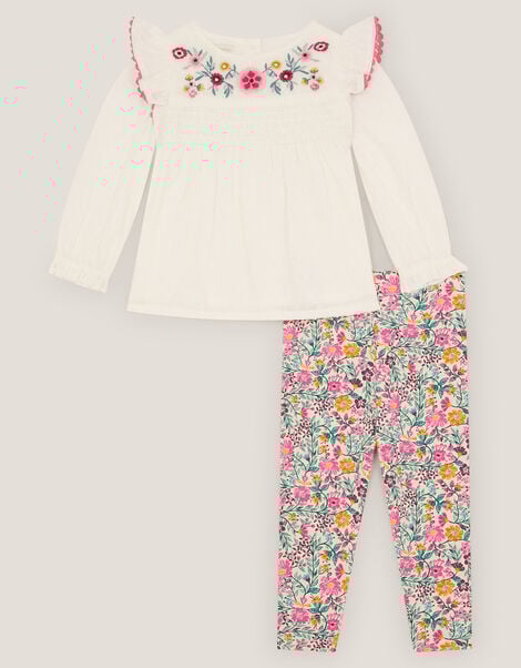 Baby Floral Top & Leggings Set, Ivory (IVORY), large