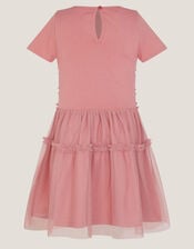 Sequin Butterfly Jersey Mesh Dress, Pink (PINK), large