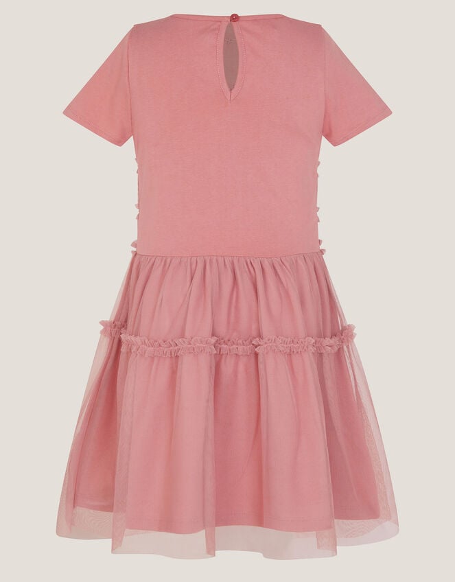 Sequin Butterfly Jersey Mesh Dress, Pink (PINK), large