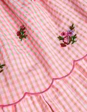 Floral Embroidered Gingham Playsuit, Pink (PINK), large
