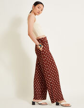 Paris Spot Plisse Trousers, Brown (BROWN), large