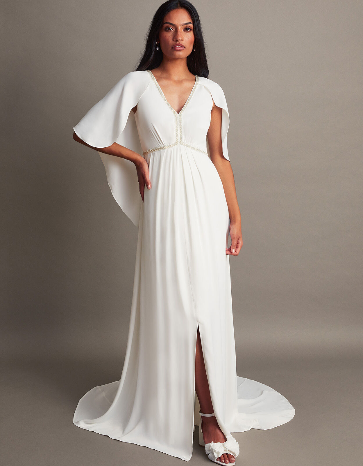 A-line Chic Off-the-Shoulder Ivory Satin Simple Wedding Dress Bridal G –  SQOSA