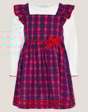 Baby Top & Tartan Pinafore Dress Set, Red (RED), large