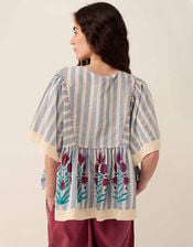 East Rylea Printed Cotton Top, Blue (BLUE), large