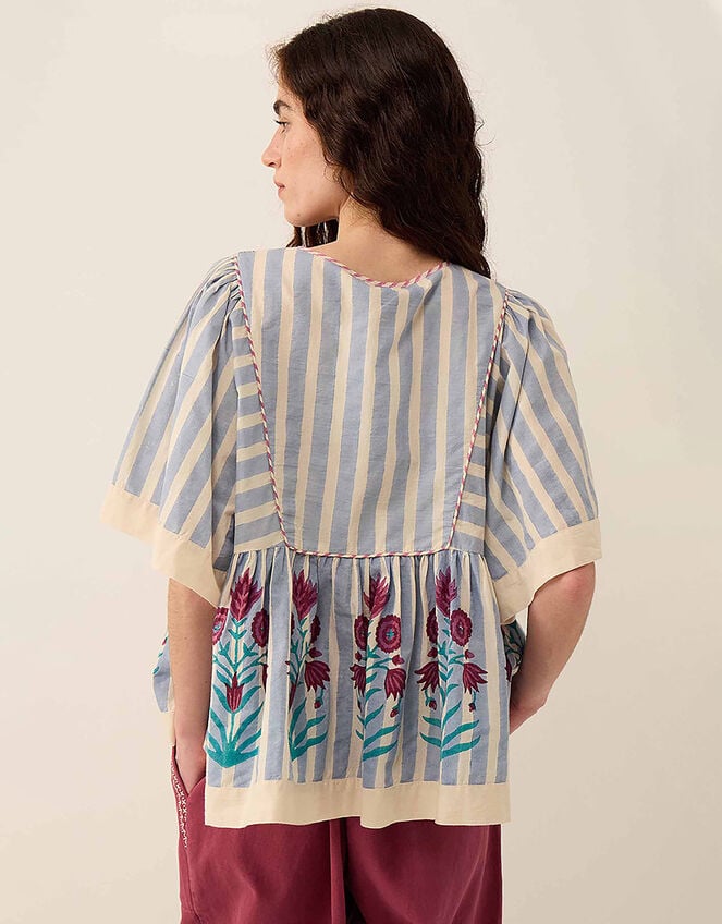 East Rylea Printed Cotton Top, Blue (BLUE), large