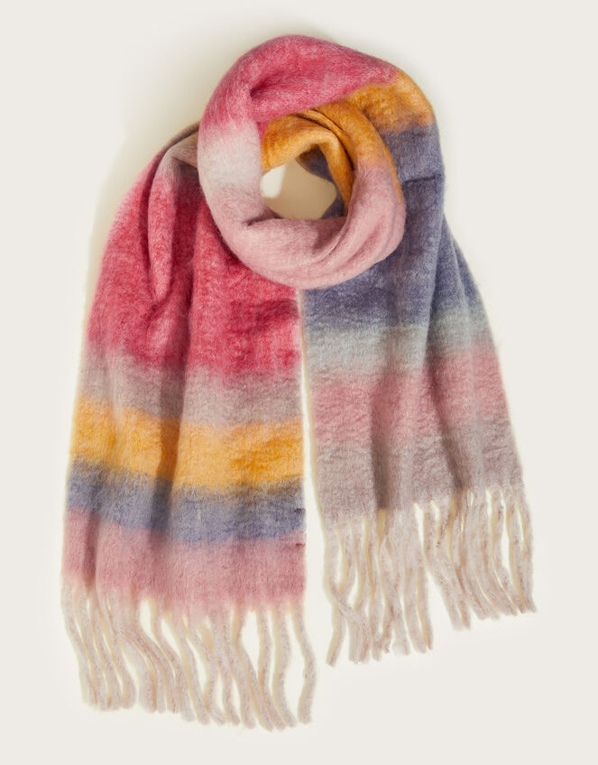 Striped Tassel Scarf in Recycled Polyester, , large