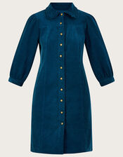 Eliza Plain Cord Dress, Blue (PETROL), large