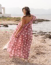 Pitusa One Shoulder Block Print Maxi Dress, , large