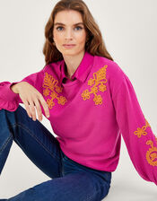Cornelli Blouson Sleeve Jumper, Pink (PINK), large