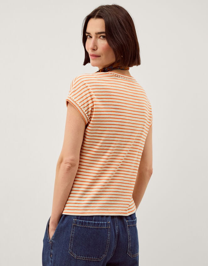 Selena Stripe Jersey T-Shirt, Ivory (IVORY), large