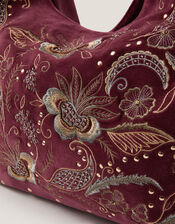 Lily Embroidered Slouch Shoulder Bag, , large