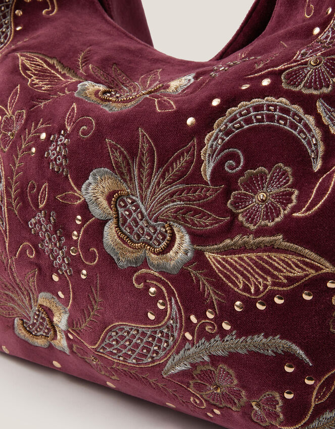 Lily Embroidered Slouch Shoulder Bag, , large