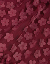Baby Nayla 3D Flower Party Dress, Red (BURGUNDY), large