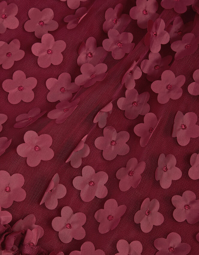 Baby Nayla 3D Flower Party Dress, Red (BURGUNDY), large