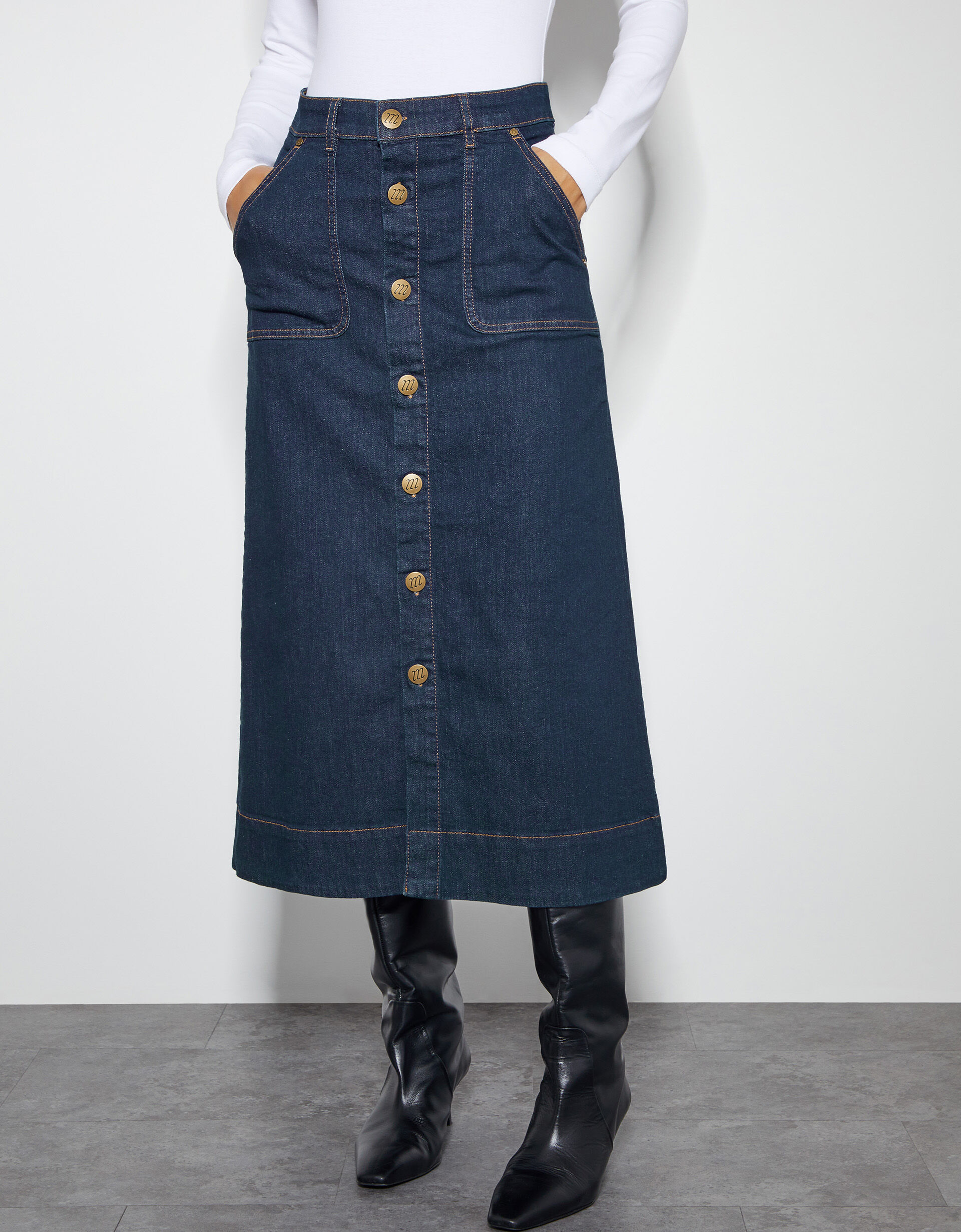 Monsoon blue 73 denim skirt hot sale