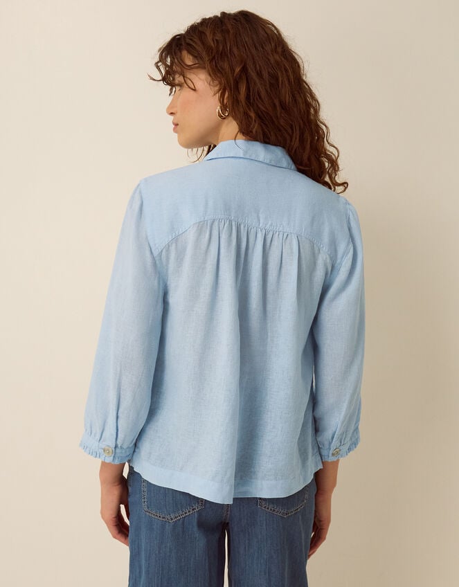 Emily Linen Blend Shirt, Blue (BLUE), large