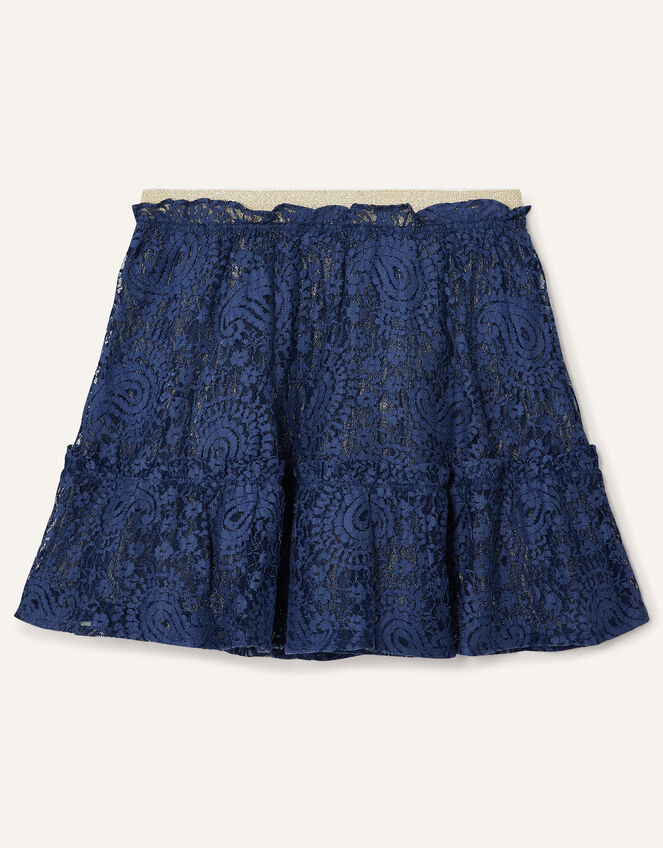 Lace Top and Skirt Set, Blue (NAVY), large