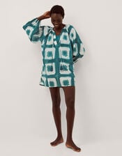 Malia Artisanal Print Mini Kaftan, Teal (TEAL), large