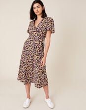Missie Floral Dress in Organic Cotton, Blue (NAVY), large