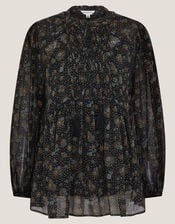 Clara Dotwork Print Blouse, Black (BLACK), large