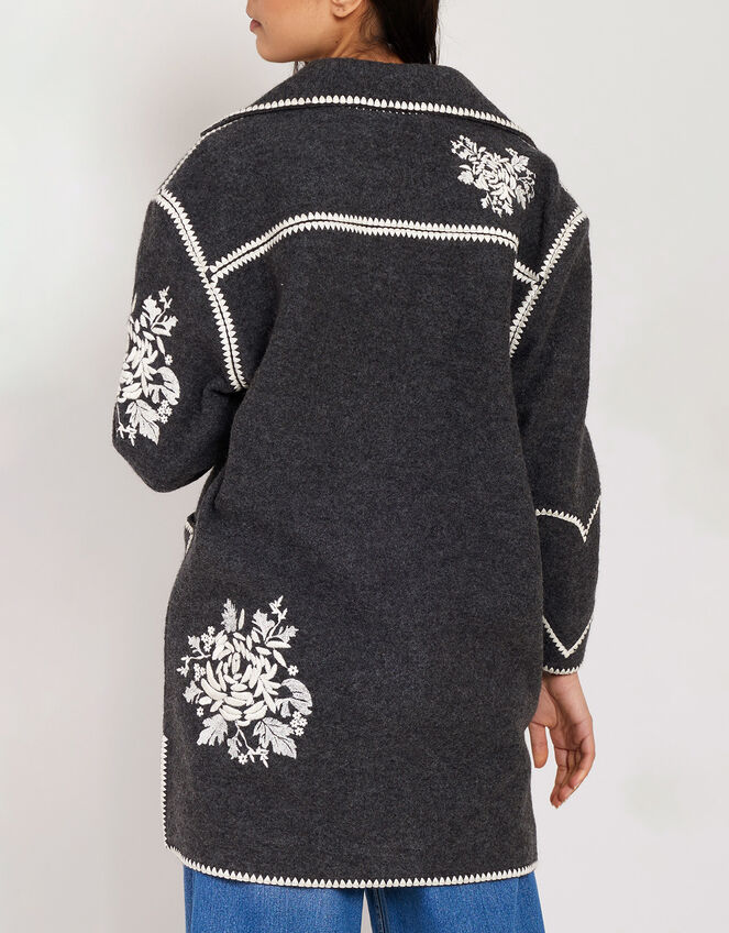 East Longline Wool Jacket, Grey (CHARCOAL), large