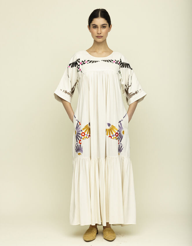 Tallulah & Hope Zoe Embroidered Maxi Dress, Camel (OATMEAL), large