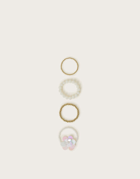 4-Pack Sequin Flower Bead Bracelets, , large