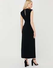 Melissa Beaded Neckline Ruched Maxi Dress, Black (BLACK), large