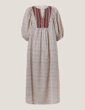 Laila Embellished Print Midi Dress, Ivory (IVORY), large