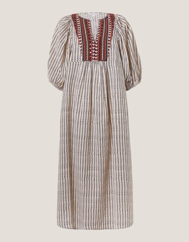 Laila Embellished Print Midi Dress, Ivory (IVORY), large