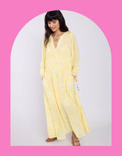 East Gracie Floral Maxi Smock Dress, Yellow (YELLOW), large