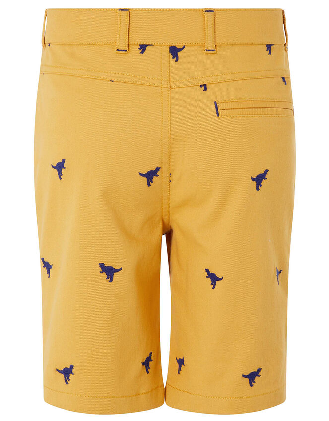 Evan Embroidered Dinosaur Shorts, Yellow (MUSTARD), large