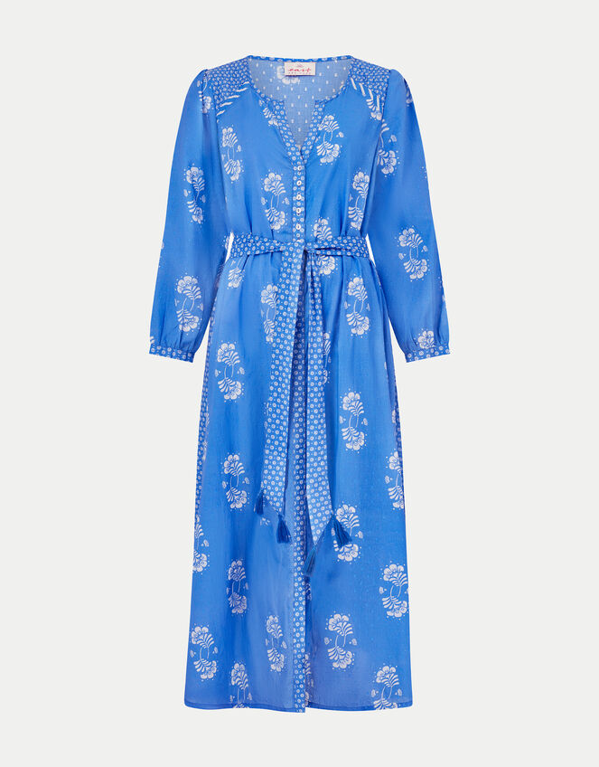 East Amber Floral Print Midi Dress, Blue (BLUE), large
