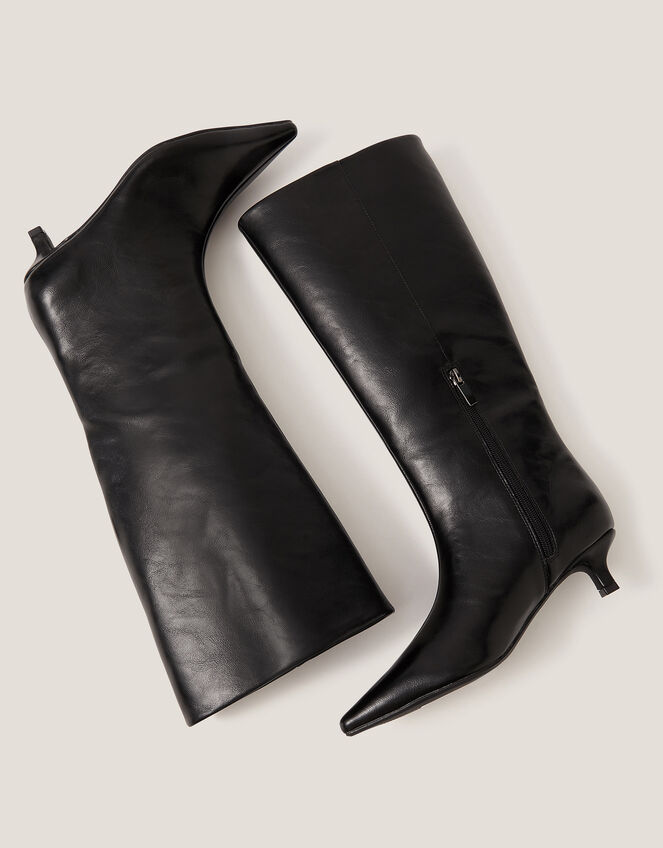 Kate Pointed Kitten Heel Boots, Black (BLACK), large