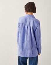 Lola Linen Longline Shirt, Blue (BLUE), large