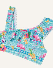 Flamingo Stripe Triangle Bikini in Recycled Polyester, Blue (TURQUOISE), large