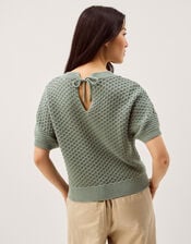 Siara Short Sleeve Knit Jumper, Green (GREEN), large