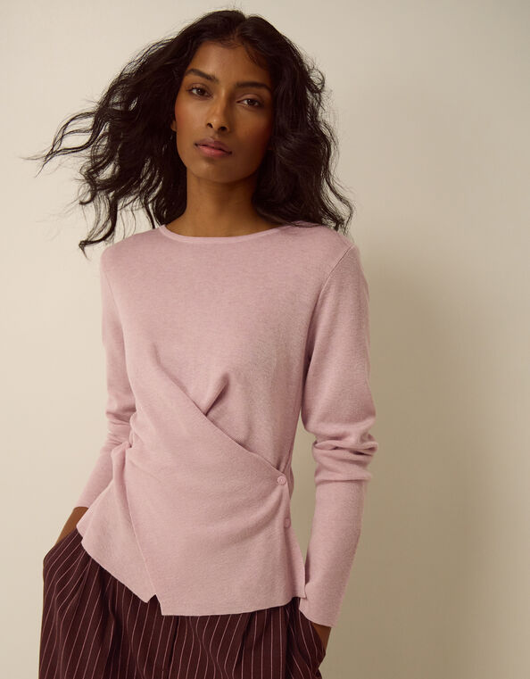 Dora Drape Knitted Top, Pink (PINK), large