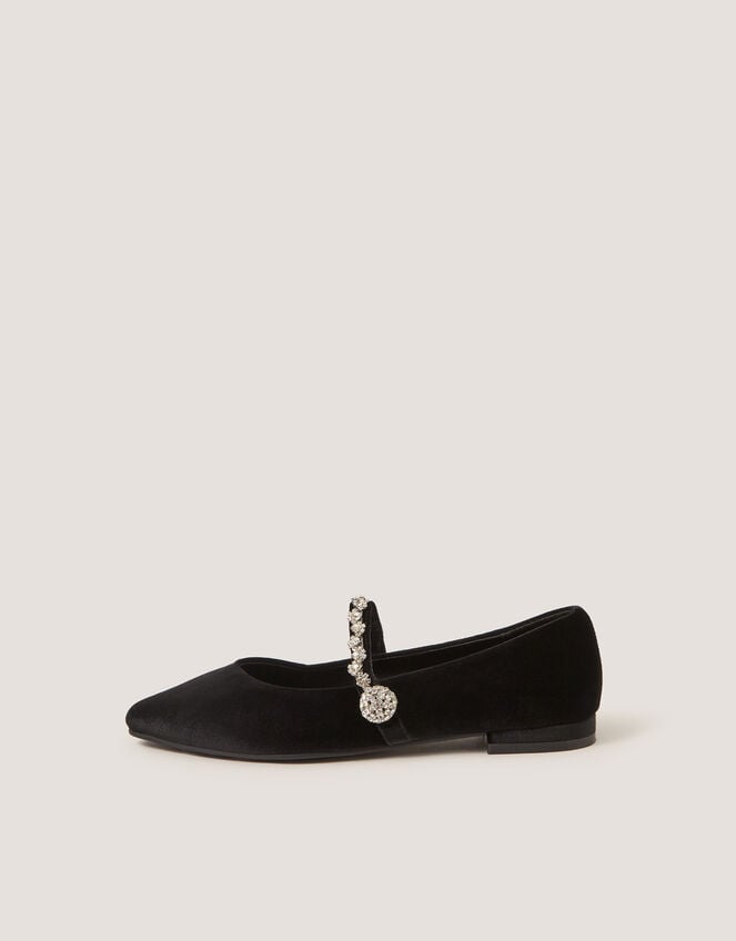 Georgia Embellished Velvet Ballet Flats, Black (BLACK), large