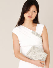 Embellished Scallop Bridal Clutch Bag , , large