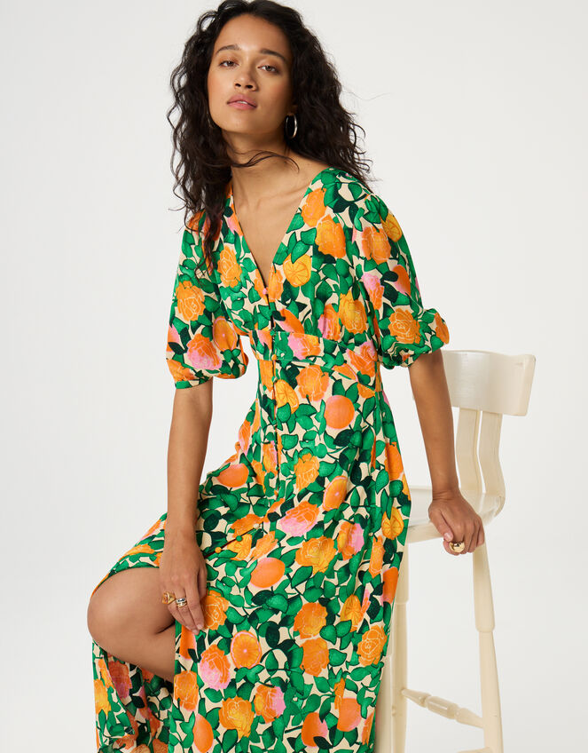 Fabienne Chapot Ana Fruity Floral Midi Dress, Green (GREEN), large