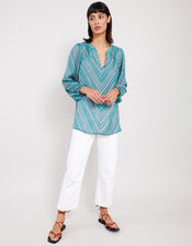 East Avery Sheer Stripe Blouse, Multi (MULTI), large