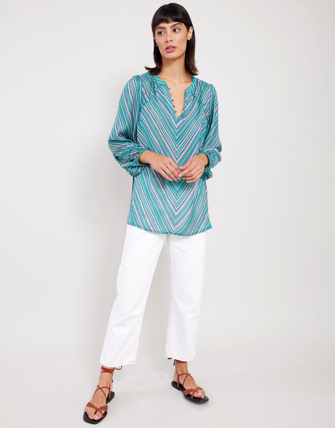 East Avery Sheer Stripe Blouse, Multi (MULTI), large